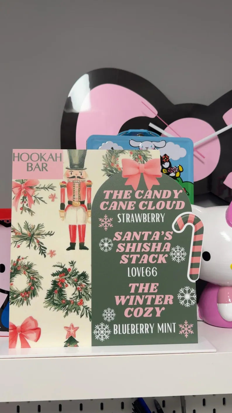 Custom acrylic printed bar menu, drink aesthetics for event