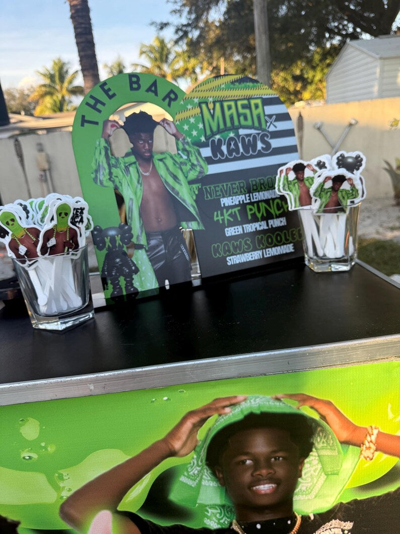 Custom acrylic printed bar menu, drink aesthetics for event